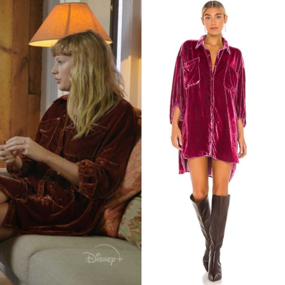 Free People Lux Velvet Shirt Dress